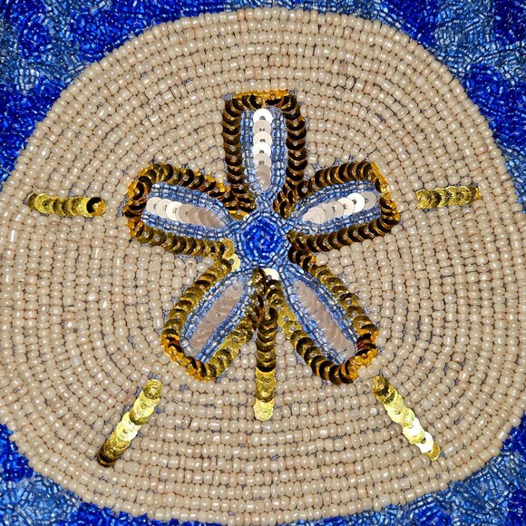 Bamboo Trading Company Sand Dollar Beaded Crossbody or Wristlet Bag - Picture 3 of 10
